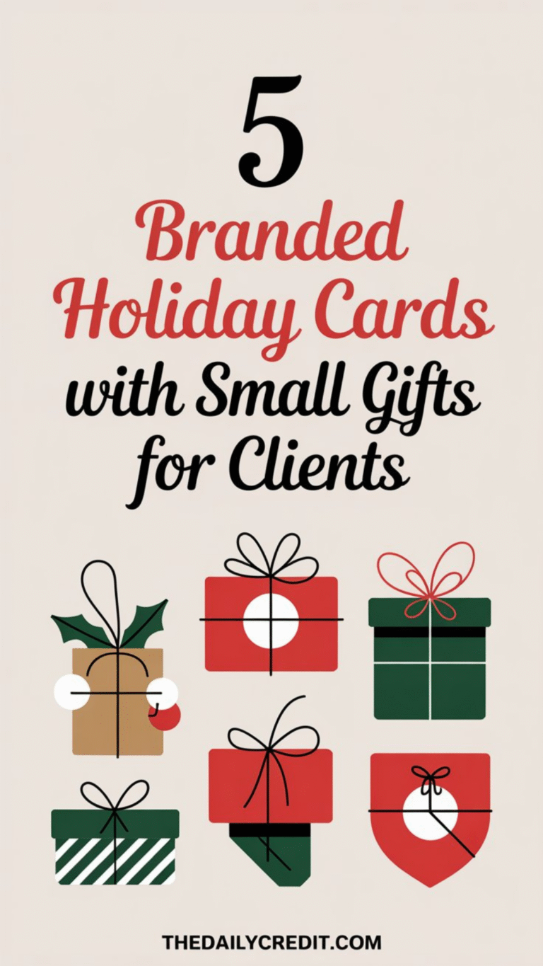5 Branded Holiday Cards with Small Gifts for Clients