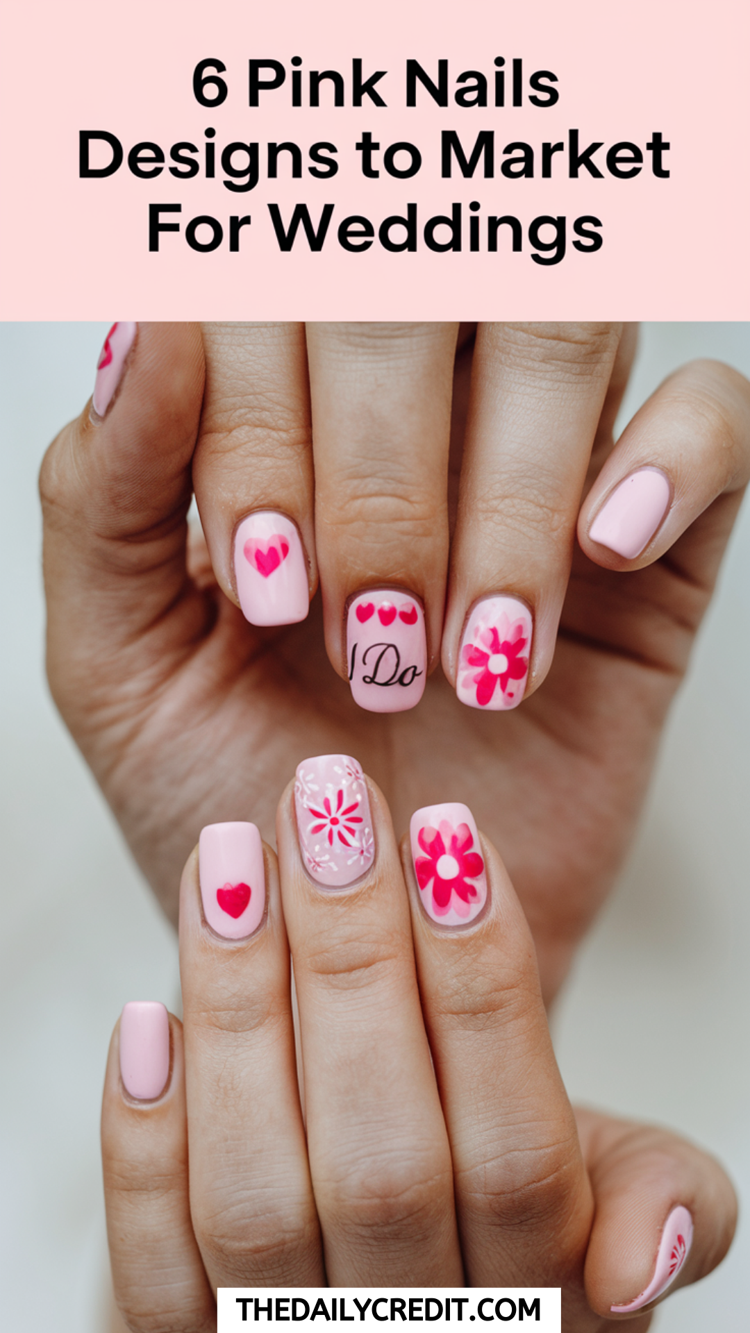 6 Pink Nails Designs to Market for Weddings